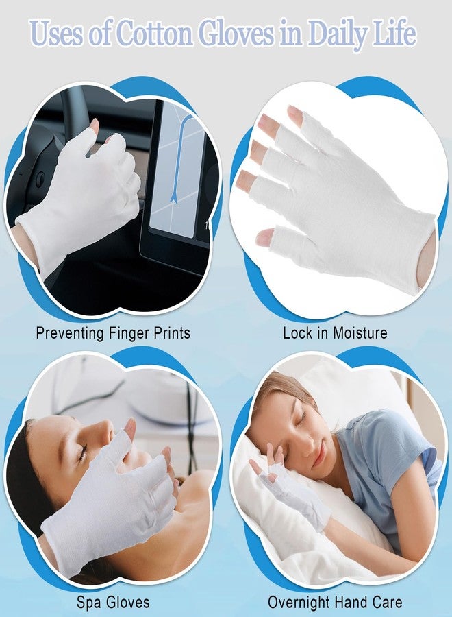 ValueBargain 4 Pairs Eczema Gloves, Cotton Gloves Eczema for Dry Hands, Eczemas Relief, 5 Open Fingertips, One Size Fits Most, Overnight Hydration - Image 4